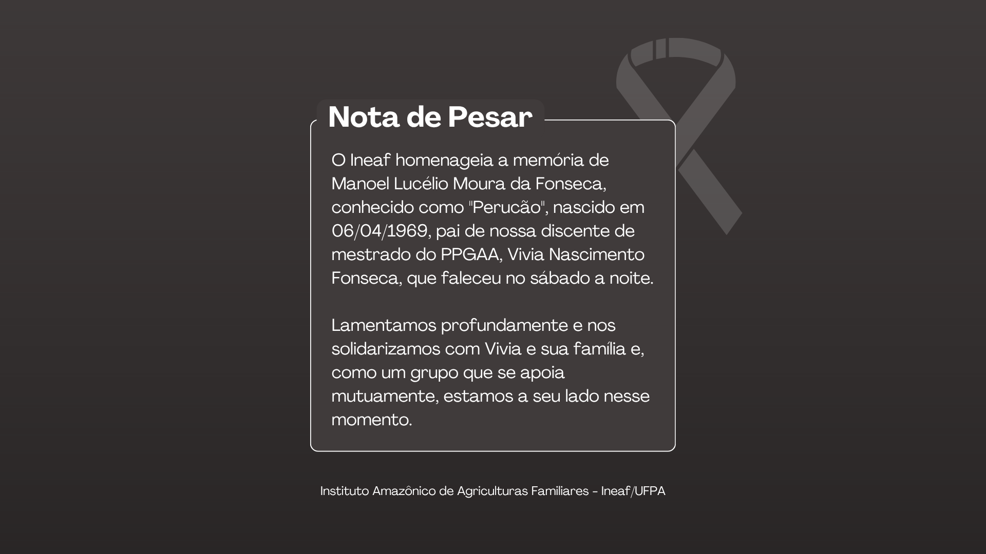 Nota de pesar - 10 de novembro de 2025