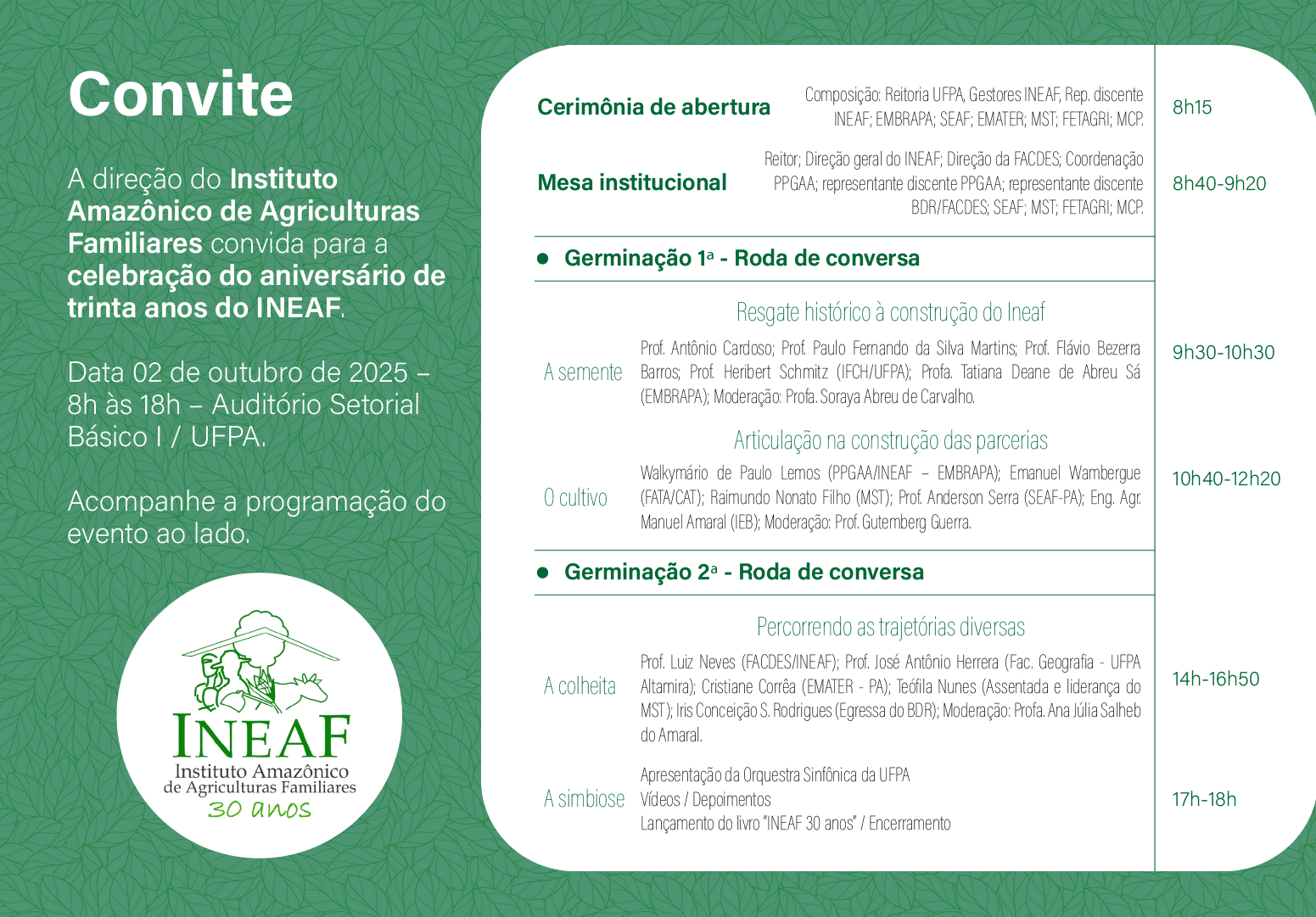 Celebração dos 30 anos do Ineaf
